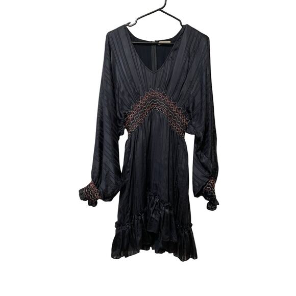 Ulla Johnson Odette Smocked Silk Midnight Mini Dress Size 2 - Picture 2 of 10